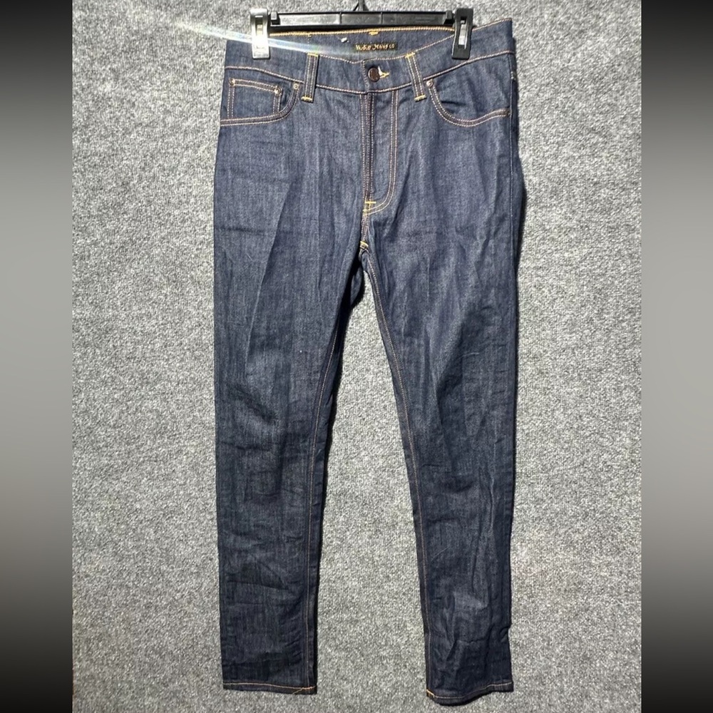Men’s NUDIE JEANS Lean Dean jeans medium Wash Stretch Denim Size 30x32 like new